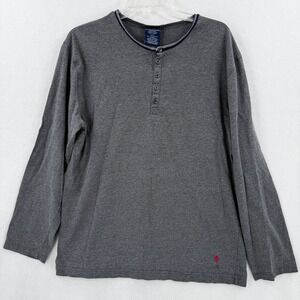 Polo Ralph Lauren Henley Shirt‎ Mens Medium Gray Long Sleeve Sleepwear Cotton